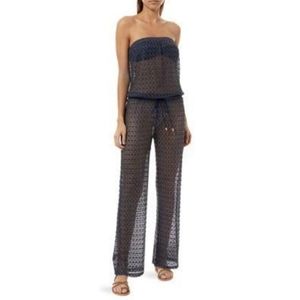 Melissa Odabash "Grace" jumpsuit beach coverup in Navy Knit, size medium